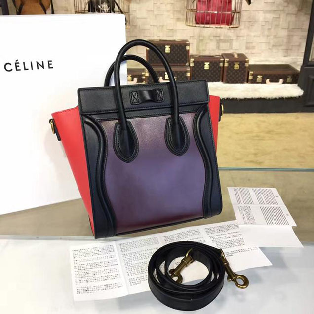 Celine Nano Luggage Bag Calfskin Leather Fall Winter 2016 Collection Multi Burgundy Red Black