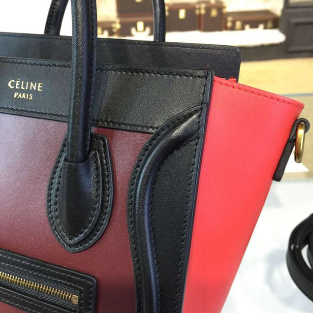 Celine Nano Luggage Bag Calfskin Leather Fall Winter 2016 Collection Multi Burgundy Red Black