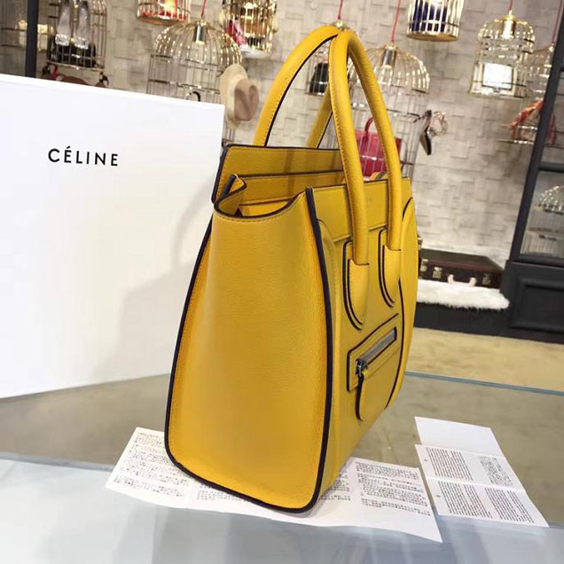 Celine Micro Luggage Bag Grained Calfskin Leather Fall Winter 2016 Collection Mustard Yellow