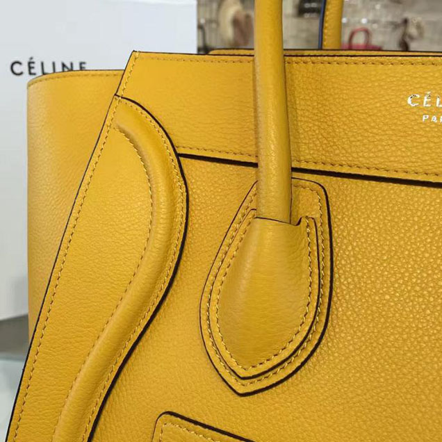 Celine Micro Luggage Bag Grained Calfskin Leather Fall Winter 2016 Collection Mustard Yellow