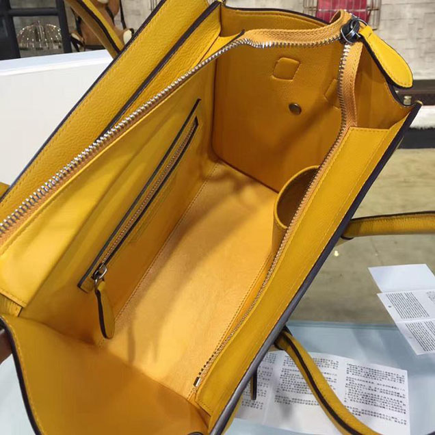 Celine Micro Luggage Bag Grained Calfskin Leather Fall Winter 2016 Collection Mustard Yellow