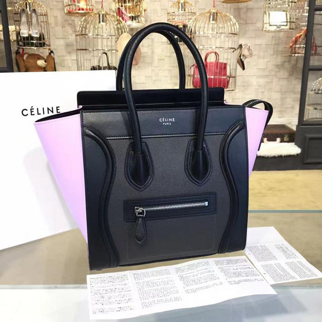 Celine Micro Luggage Bag Calfskin Leather Fall Winter 2016 Collection Multi Black Lilac Purple