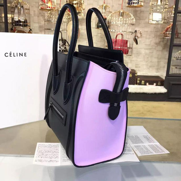 Celine Micro Luggage Bag Calfskin Leather Fall Winter 2016 Collection Multi Black Lilac Purple