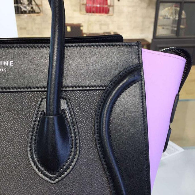Celine Micro Luggage Bag Calfskin Leather Fall Winter 2016 Collection Multi Black Lilac Purple