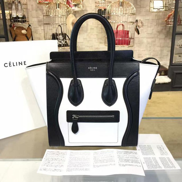 Celine Micro Luggage Bag Calfskin Leather Fall Winter 2016 Collection Multi White Black