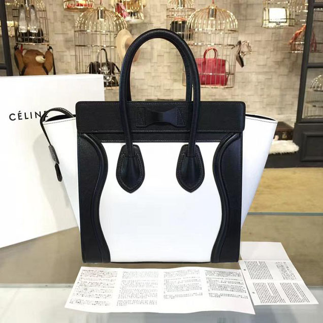 Celine Micro Luggage Bag Calfskin Leather Fall Winter 2016 Collection Multi White Black