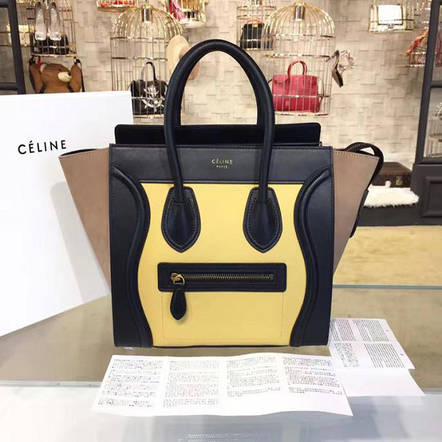 Celine Micro Luggage Bag Calfskin Leather Fall Winter 2016 Collection Multi Yellow Black Beige