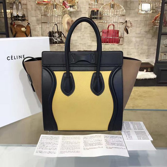 Celine Micro Luggage Bag Calfskin Leather Fall Winter 2016 Collection Multi Yellow Black Beige