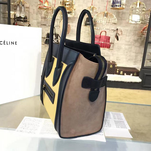 Celine Micro Luggage Bag Calfskin Leather Fall Winter 2016 Collection Multi Yellow Black Beige