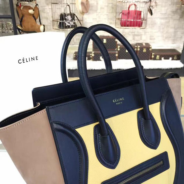 Celine Micro Luggage Bag Calfskin Leather Fall Winter 2016 Collection Multi Yellow Black Beige