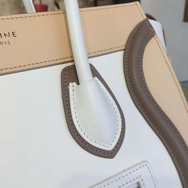 Celine Micro Luggage Bag Calfskin Leather Fall Winter 2016 Collection Multi White Beige Sand