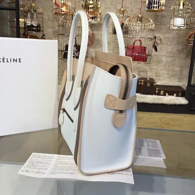 Celine Micro Luggage Bag Calfskin Leather Fall Winter 2016 Collection Multi White Beige Sand