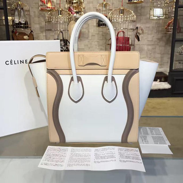 Celine Micro Luggage Bag Calfskin Leather Fall Winter 2016 Collection Multi White Beige Sand