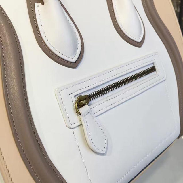 Celine Micro Luggage Bag Calfskin Leather Fall Winter 2016 Collection Multi White Beige Sand