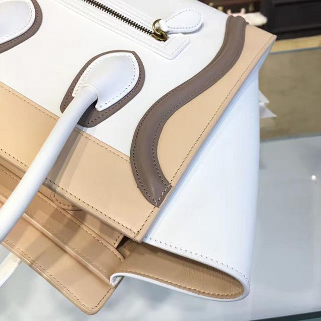 Celine Micro Luggage Bag Calfskin Leather Fall Winter 2016 Collection Multi White Beige Sand