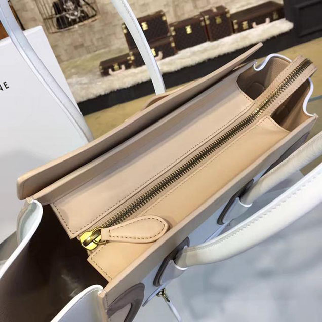 Celine Micro Luggage Bag Calfskin Leather Fall Winter 2016 Collection Multi White Beige Sand
