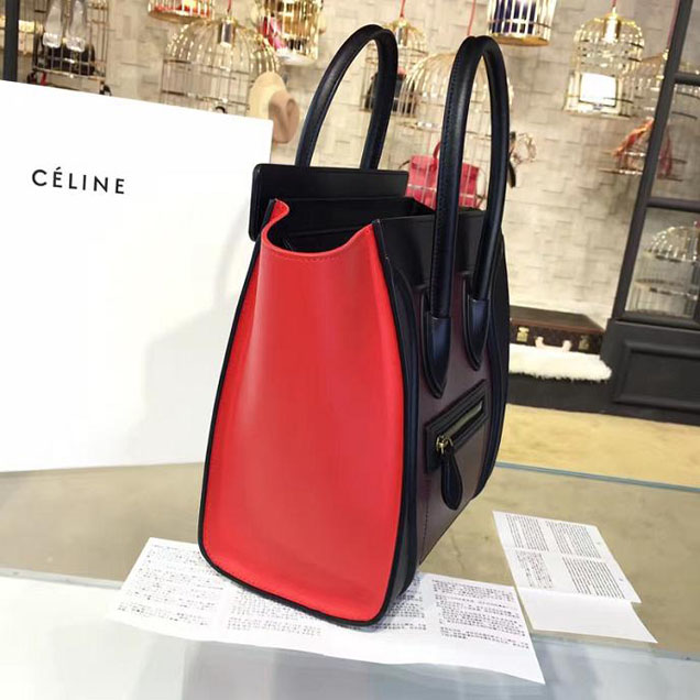 Celine Micro Luggage Bag Calfskin Leather Fall Winter 2016 Collection Multi Burgundy Red Black