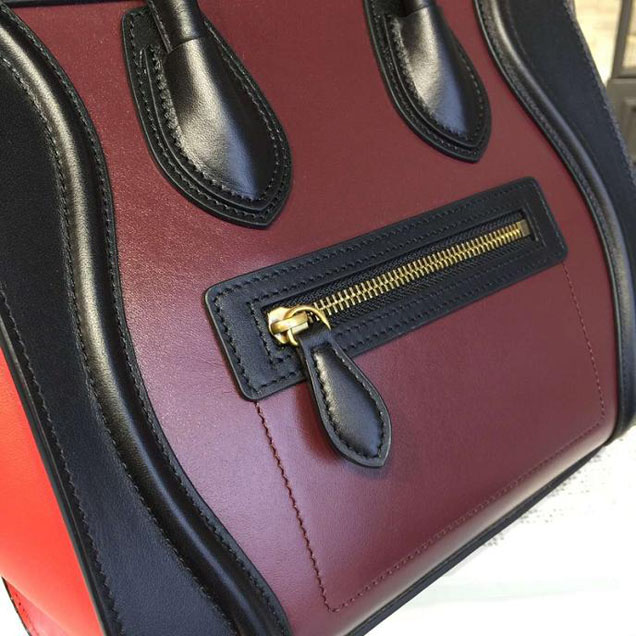 Celine Micro Luggage Bag Calfskin Leather Fall Winter 2016 Collection Multi Burgundy Red Black