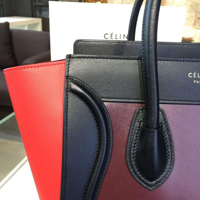 Celine Micro Luggage Bag Calfskin Leather Fall Winter 2016 Collection Multi Burgundy Red Black