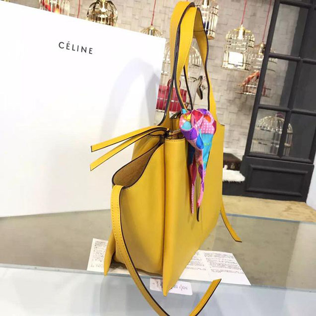 Celine Tri-Fold Shoulder Bag Smooth Calfskin Pre-Fall 2016 Collection Yellow