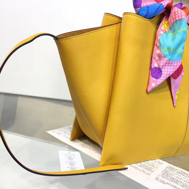 Celine Tri-Fold Shoulder Bag Smooth Calfskin Pre-Fall 2016 Collection Yellow