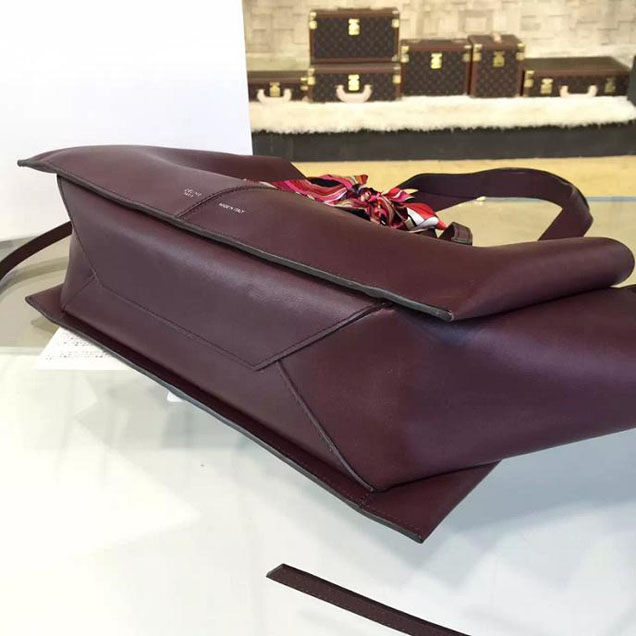 Celine Tri-Fold Shoulder Bag Smooth Calfskin Pre-Fall 2016 Collection Burgundy