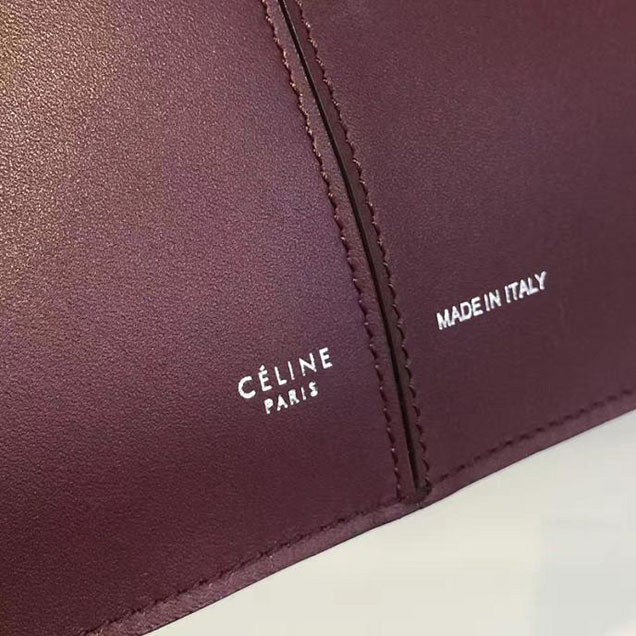 Celine Tri-Fold Shoulder Bag Smooth Calfskin Pre-Fall 2016 Collection Burgundy