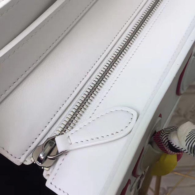 Celine Micro Luggage 26cm Bag Smooth Calfskin Pre-Fall 2017 Bag Collection White with Magenta Piping