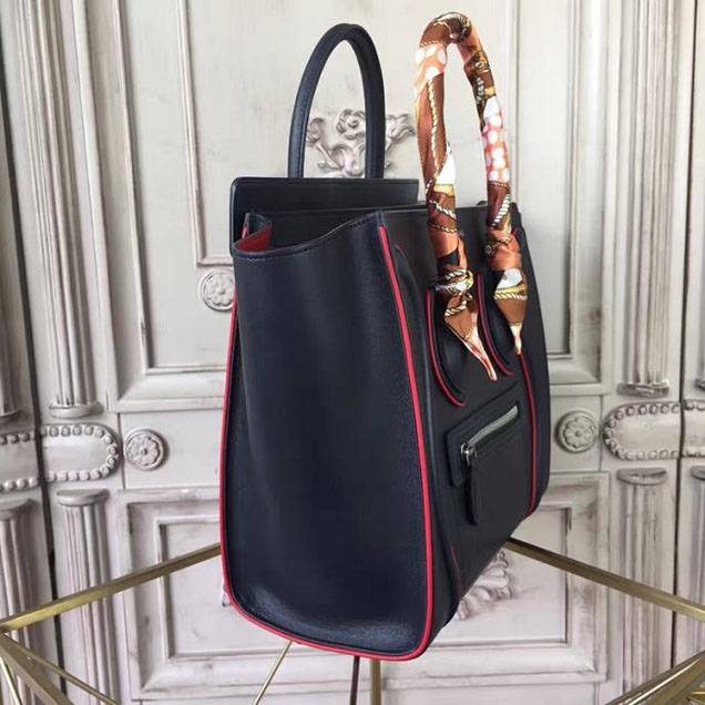 Celine Micro Luggage 26cm Bag Smooth Calfskin Pre-Fall 2017 Bag Collection Black with Red Piping