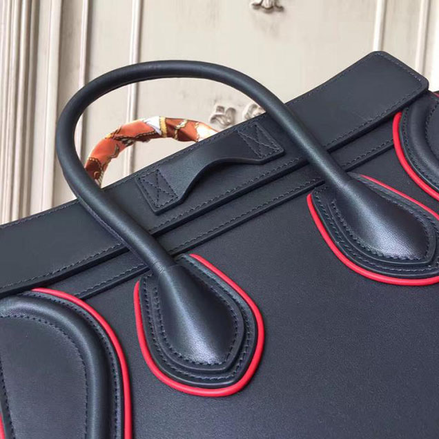 Celine Micro Luggage 26cm Bag Smooth Calfskin Pre-Fall 2017 Bag Collection Black with Red Piping