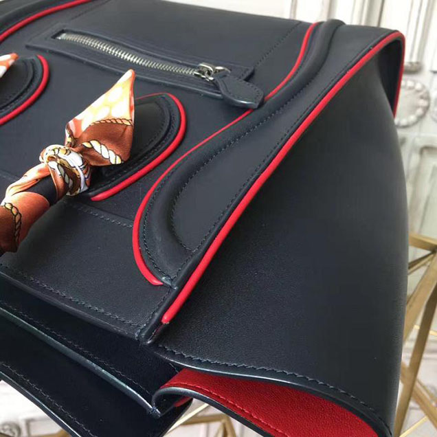 Celine Micro Luggage 26cm Bag Smooth Calfskin Pre-Fall 2017 Bag Collection Black with Red Piping
