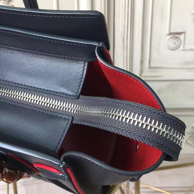 Celine Micro Luggage 26cm Bag Smooth Calfskin Pre-Fall 2017 Bag Collection Black with Red Piping