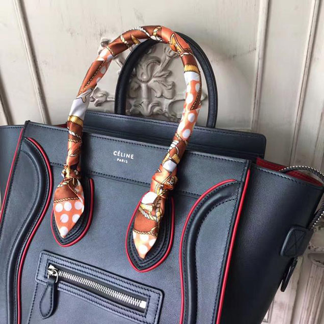 Celine Micro Luggage 26cm Bag Smooth Calfskin Pre-Fall 2017 Bag Collection Black with Red Piping