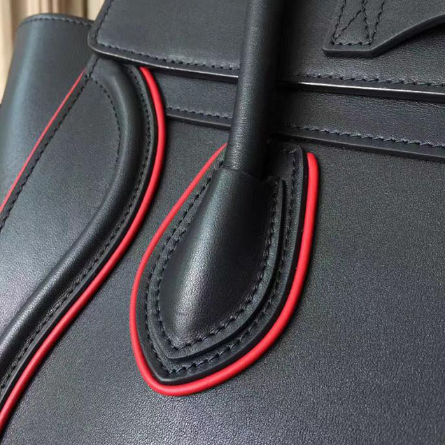 Celine Micro Luggage 26cm Bag Smooth Calfskin Pre-Fall 2017 Bag Collection Black with Red Piping