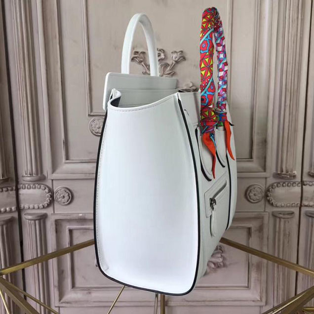 Celine Micro Luggage 26cm Bag Smooth Calfskin Pre-Fall 2017 Bag Collection White with Black Piping