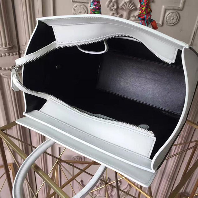 Celine Micro Luggage 26cm Bag Smooth Calfskin Pre-Fall 2017 Bag Collection White with Black Piping