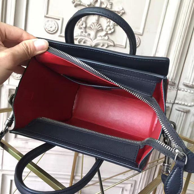 Celine Nano Luggage 20cm Bag Smooth Calfskin Pre-Fall 2017 Bag Collection Black with Red Piping