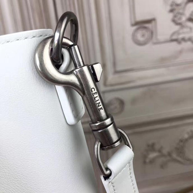 Celine Nano Luggage 20cm Bag Smooth Calfskin Pre-Fall 2017 Bag Collection White with Black Piping