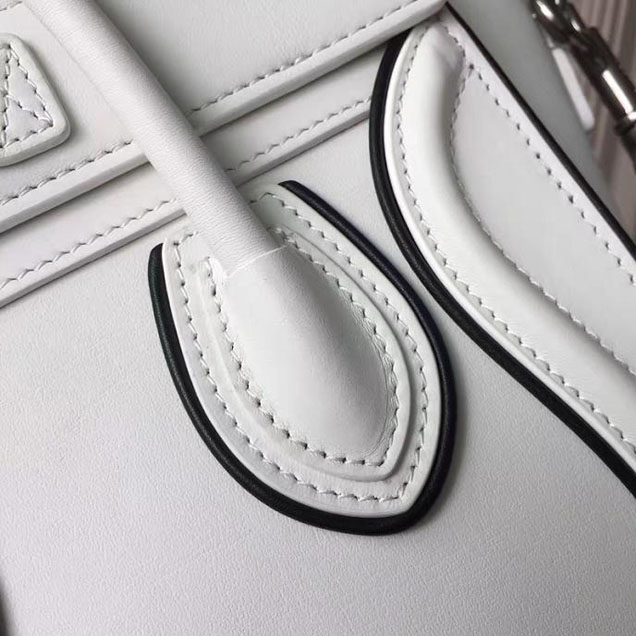 Celine Nano Luggage 20cm Bag Smooth Calfskin Pre-Fall 2017 Bag Collection White with Black Piping