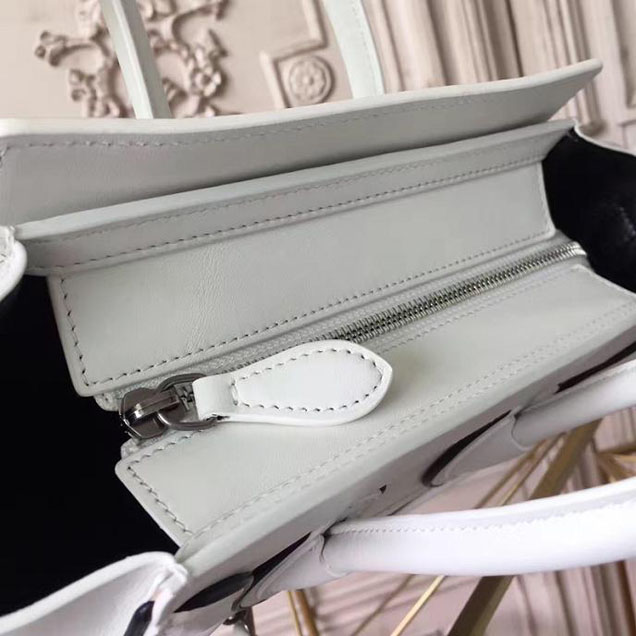 Celine Nano Luggage 20cm Bag Smooth Calfskin Pre-Fall 2017 Bag Collection White with Black Piping