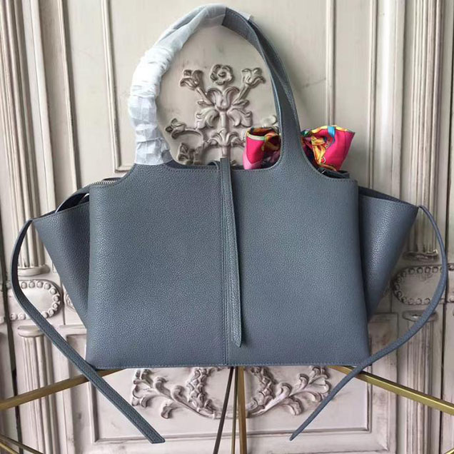 Celine Tri-Fold 32cm Shoulder Bag Grained Calfskin Pre-Fall 2017 Bag Collection Grey