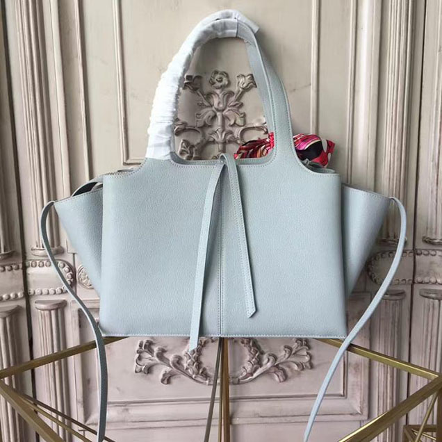Celine Tri-Fold 32cm Shoulder Bag Grained Calfskin Pre-Fall 2017 Bag Collection Light Blue