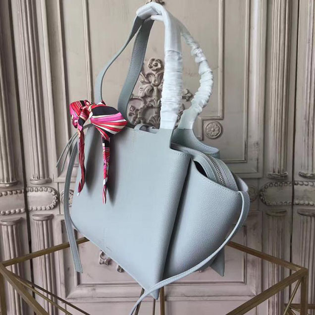 Celine Tri-Fold 32cm Shoulder Bag Grained Calfskin Pre-Fall 2017 Bag Collection Light Blue
