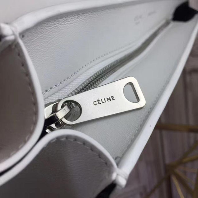 Celine Trapeze 26cm Bag Smooth Calfskin Pre-Fall 2017 Bag Collection White with Black Piping