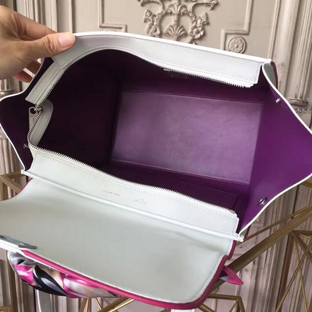 Celine Trapeze 26cm Bag Smooth Calfskin Pre-Fall 2017 Bag Collection White with Magenta Piping