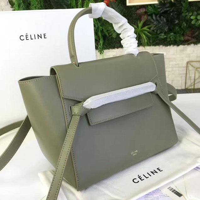 Celine Belt 24cm Bag Grained Calfskin Pre-Fall 2017 Bag Collection Olive