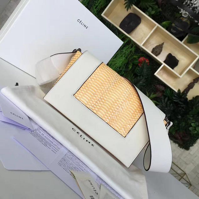 Celine Frame 25cm Bag Watersnake Smooth Calfskin Pre-Fall 2017 Bag Collection Sunflower White