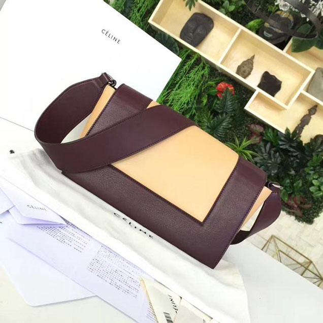 Celine Frame 25cm Bag Smooth Calfskin Pre-Fall 2017 Bag Collection Burgundy Light Camel