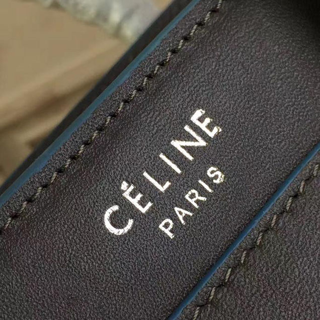 Celine Nano Luggage 20cm Debossed Luggage Bag Smooth Calfskin Pre-Fall 2017 Bag Collection Grey with Blue Piping