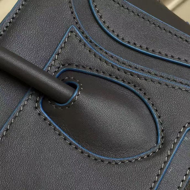 Celine Nano Luggage 20cm Debossed Luggage Bag Smooth Calfskin Pre-Fall 2017 Bag Collection Grey with Blue Piping